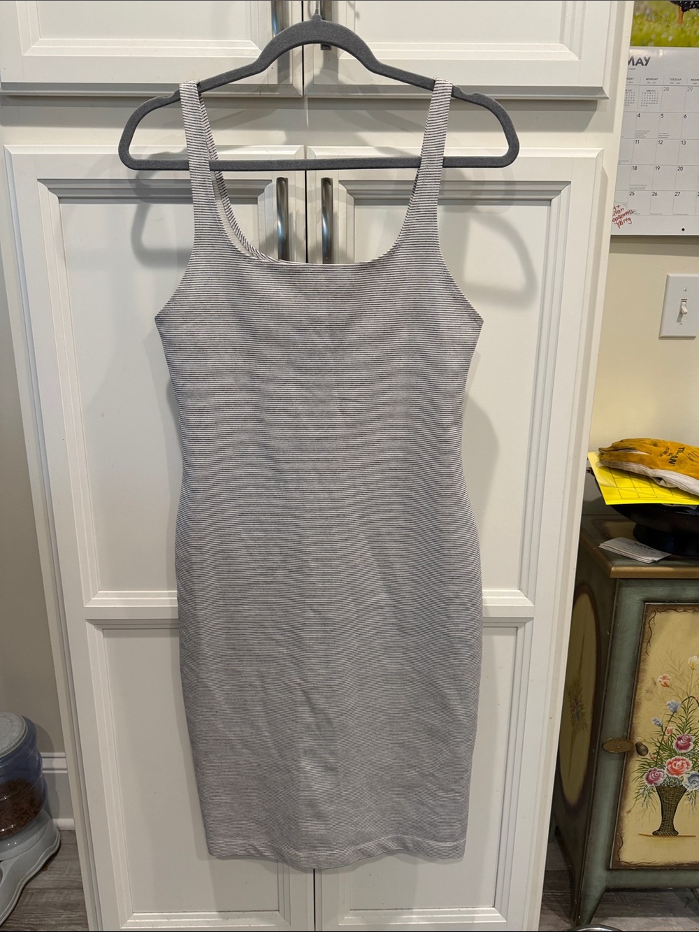 Zara Light Gray Ribbed Sleeveless Midi Dress